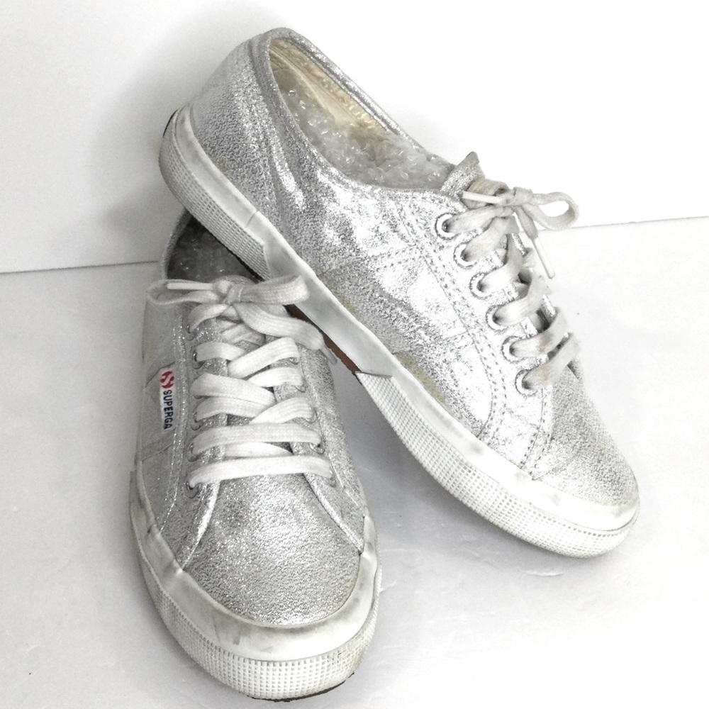 Superga Silver Sparkly Shoes